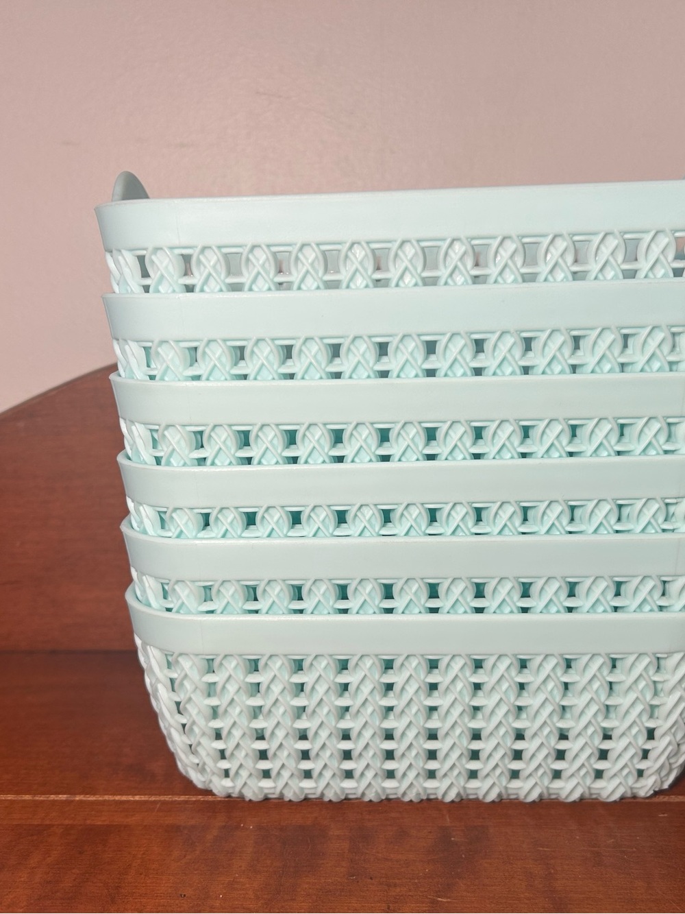 Set of 6 Turquoise Storage Baskets 7.75” long x 5.75” wide x 2.75” tall